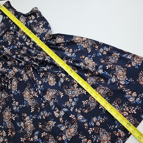 PerSeption Concept Women's Navy Paisley Sleeveless Dres Elastic Waist Sz Medium - Picture 7 of 14